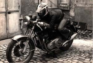 Xavier on his friend's Norton Commando in 1975.