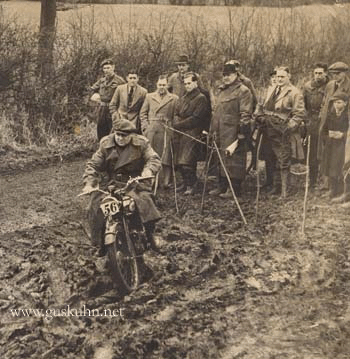 Gus Kuhn trials riding on his Norton in 1947