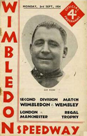 Programme Cover Wimbledon 3rd September 1934